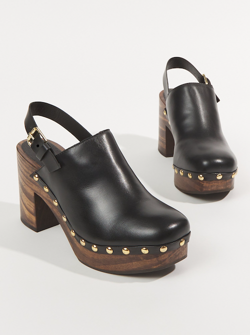 Liberty Leather Studded Clog Heels, $189.95, available at Altar'd State.