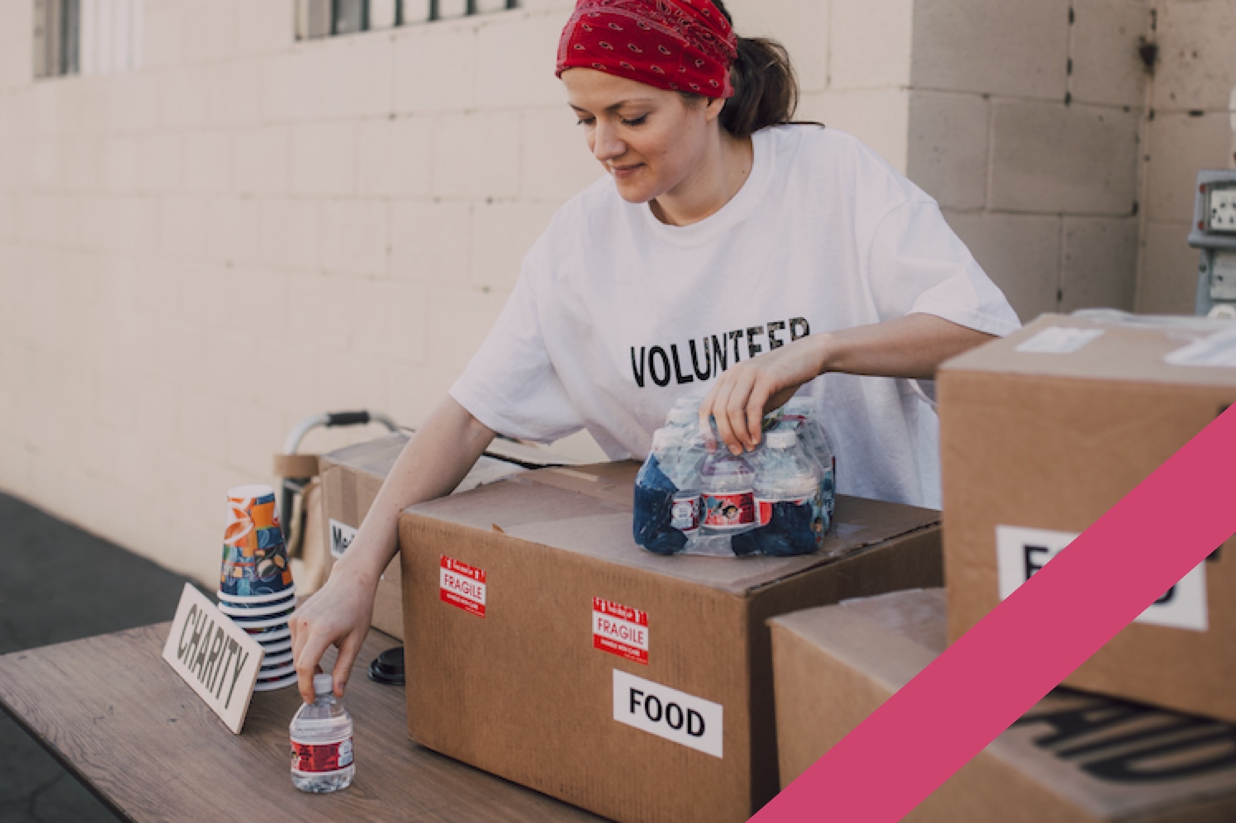 girl volunteering with a food bank
