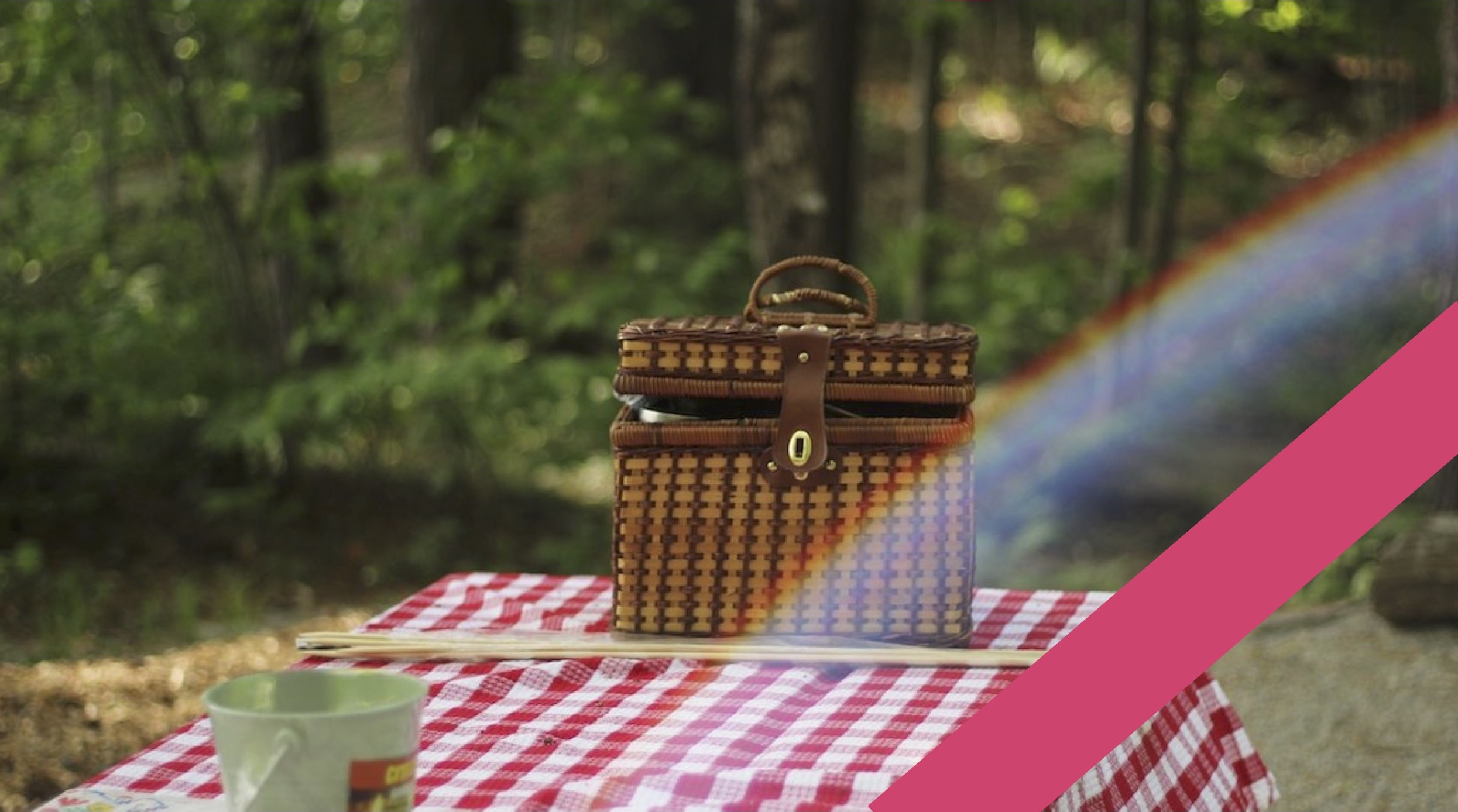 picnic basket and rainbow