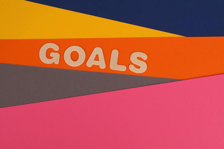 word "goals" written on color block background