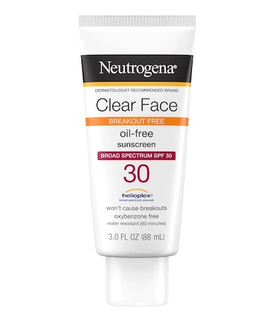 Neutrogena Clear Face Breakout Free Liquid Lotion Sunscreen Broad Spectrum, SPF 30