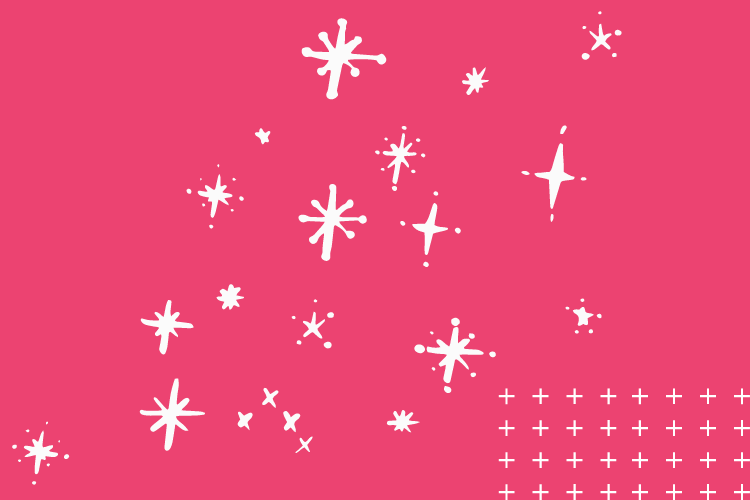 white stars on a pink background